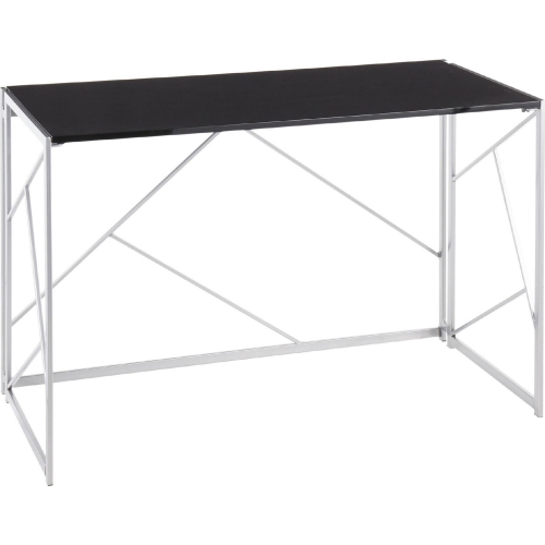 Folia Desk in Black Wood & Silver Metal